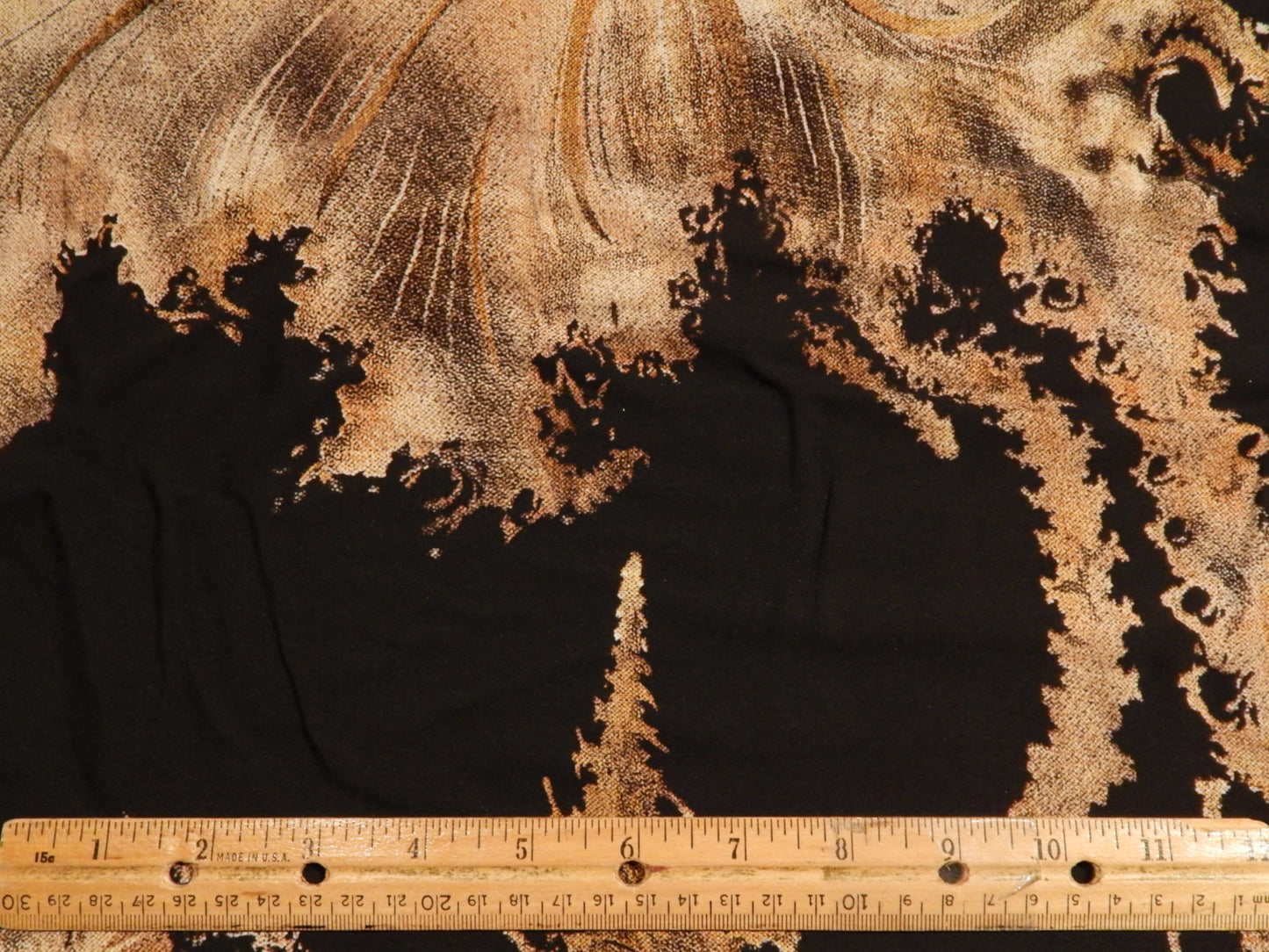 Black and Tan Feathered Floral Challis - Telio