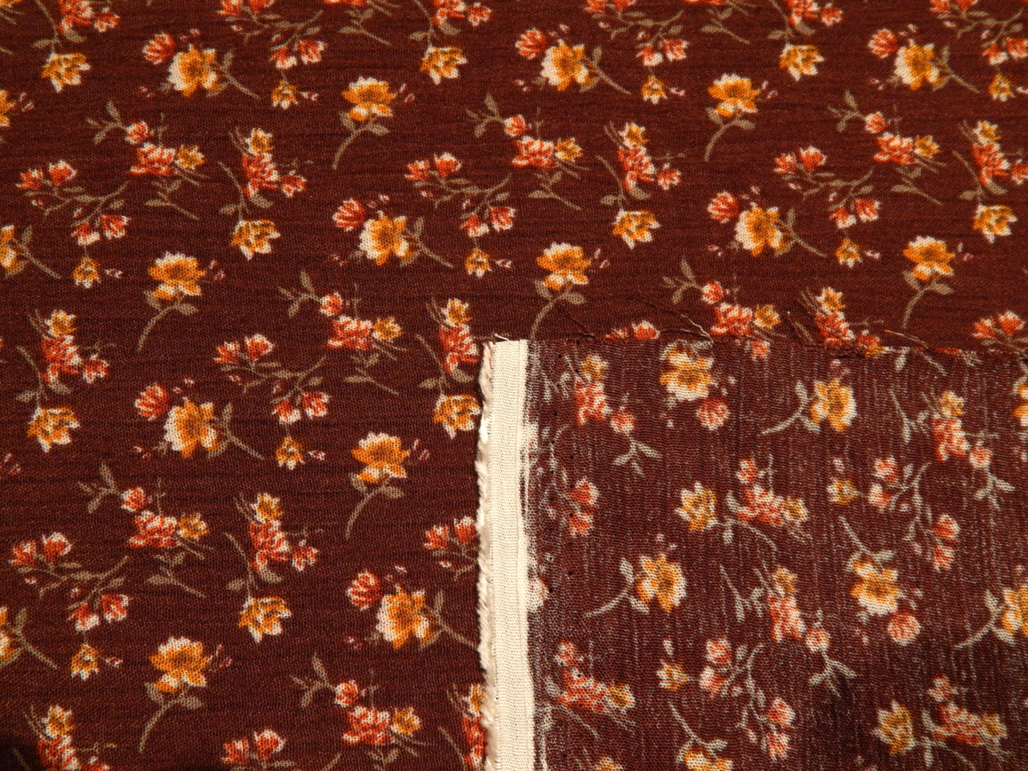Wine Calico Floral Rayon Gauze
