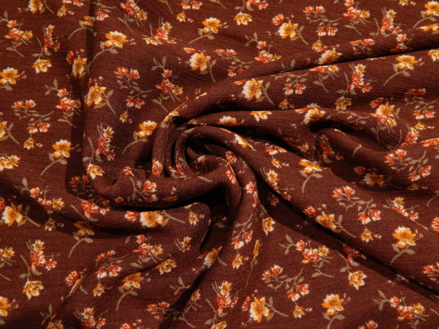 brown rayon gauze ditsy floral vintage calico print deadstock fabric