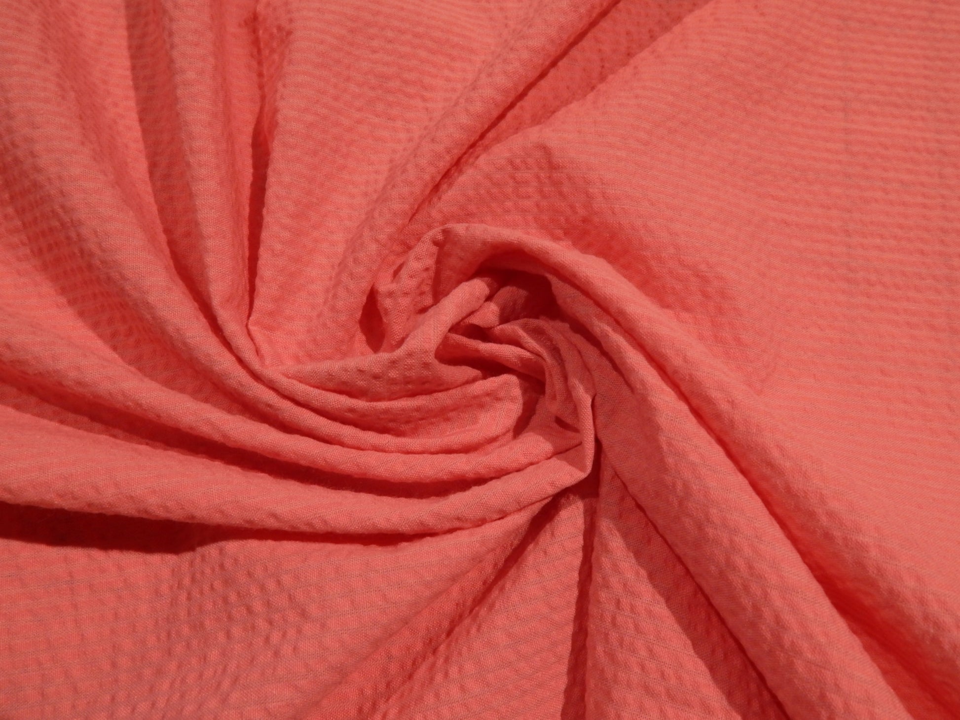 pink seersucker cotton poly blend robert kaufman deadstock fabric
