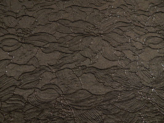Black on Black Large Floral Metallic Brocade - Telio