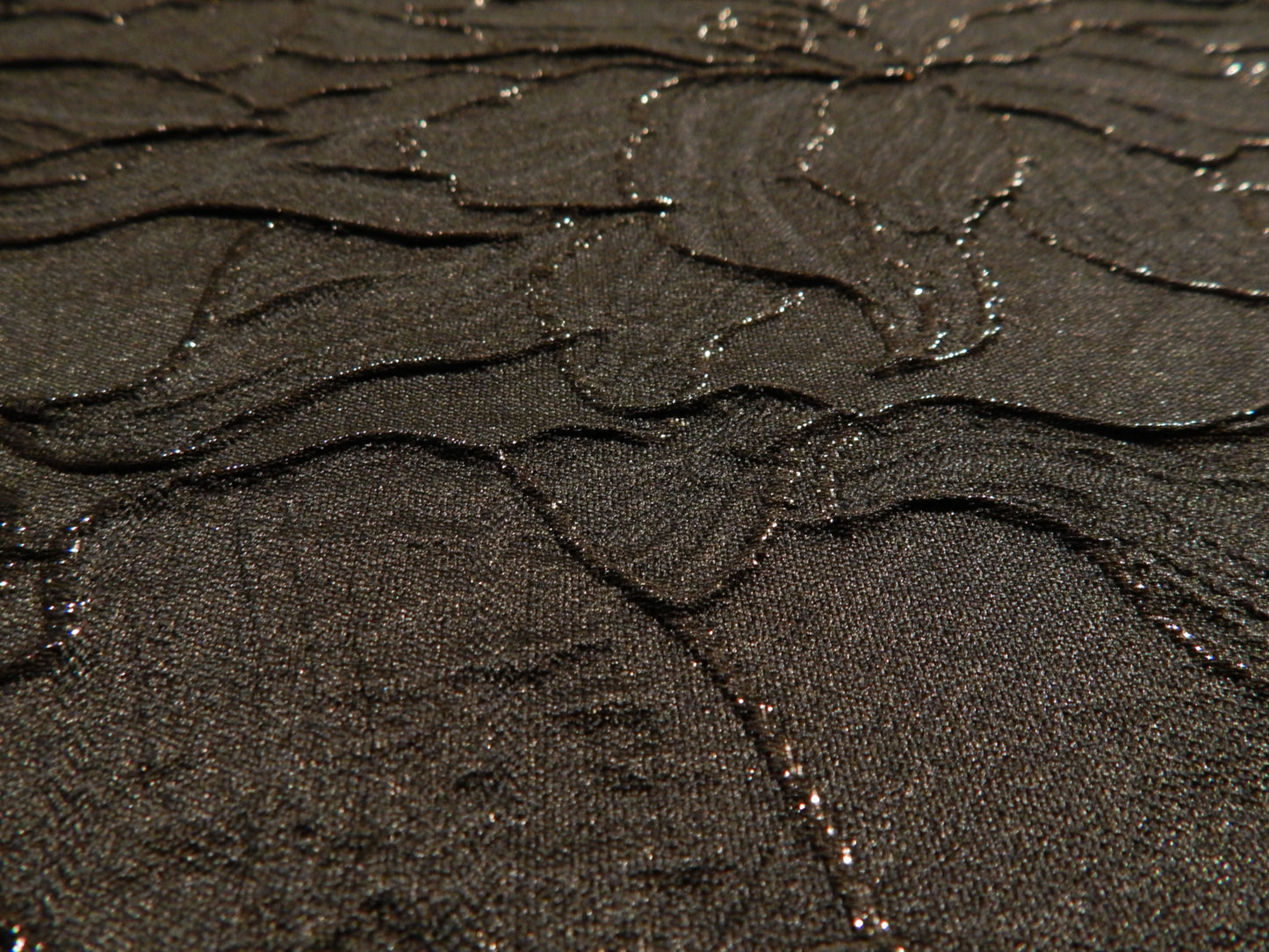 Black on Black Large Floral Metallic Brocade - Telio - REMNANT SALE