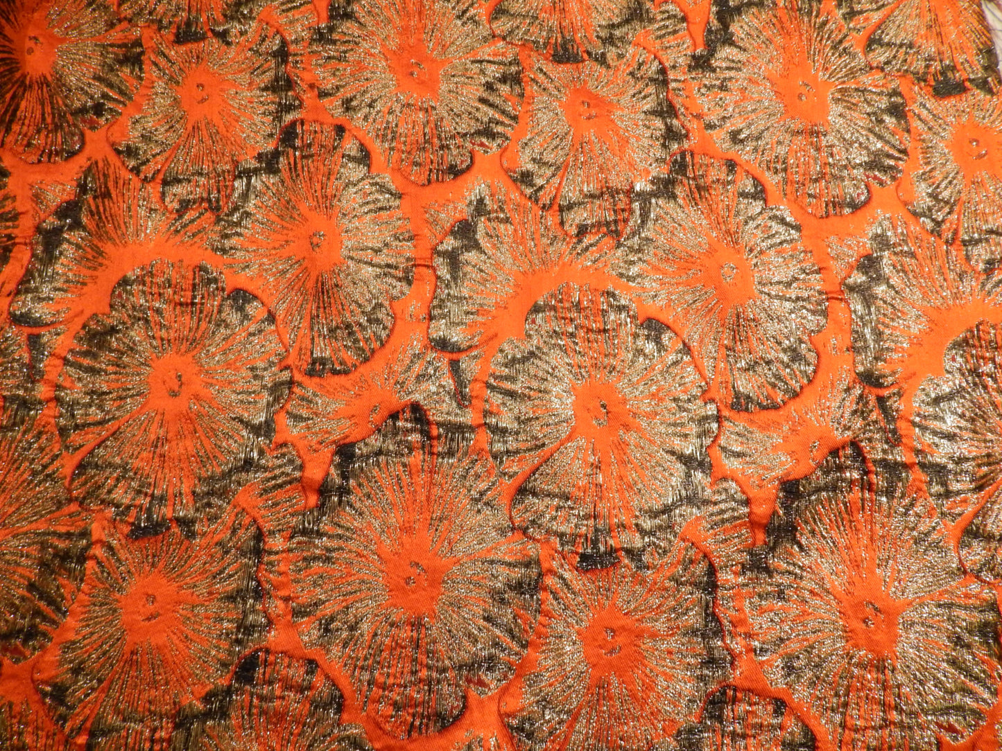 Orange and Metallic Poppy Brocade - Telio