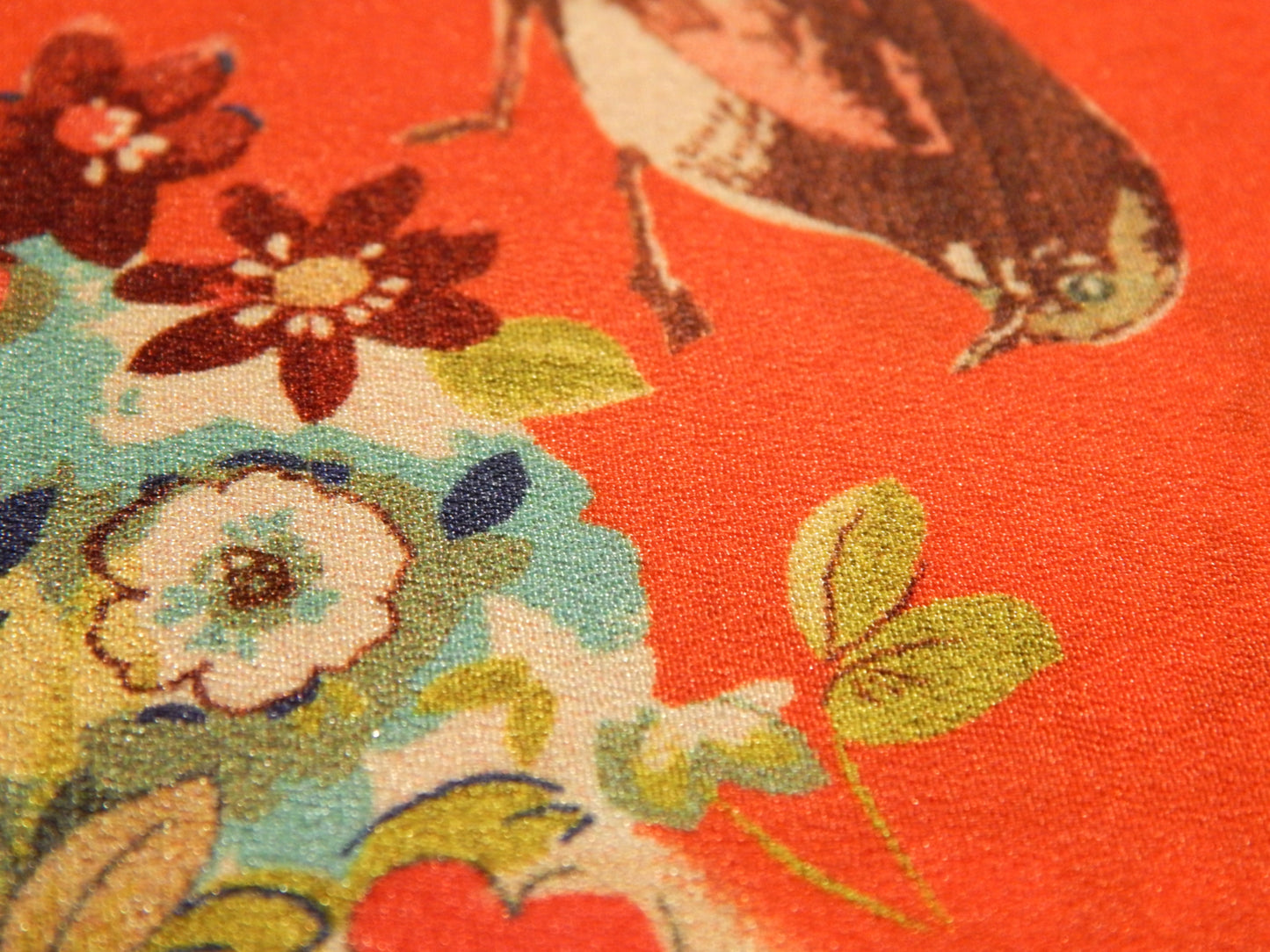 Red Birds and Apple Blossoms Satin