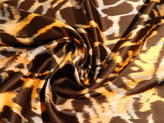 Grey Gold Abstract Giraffe Print Charmeuse