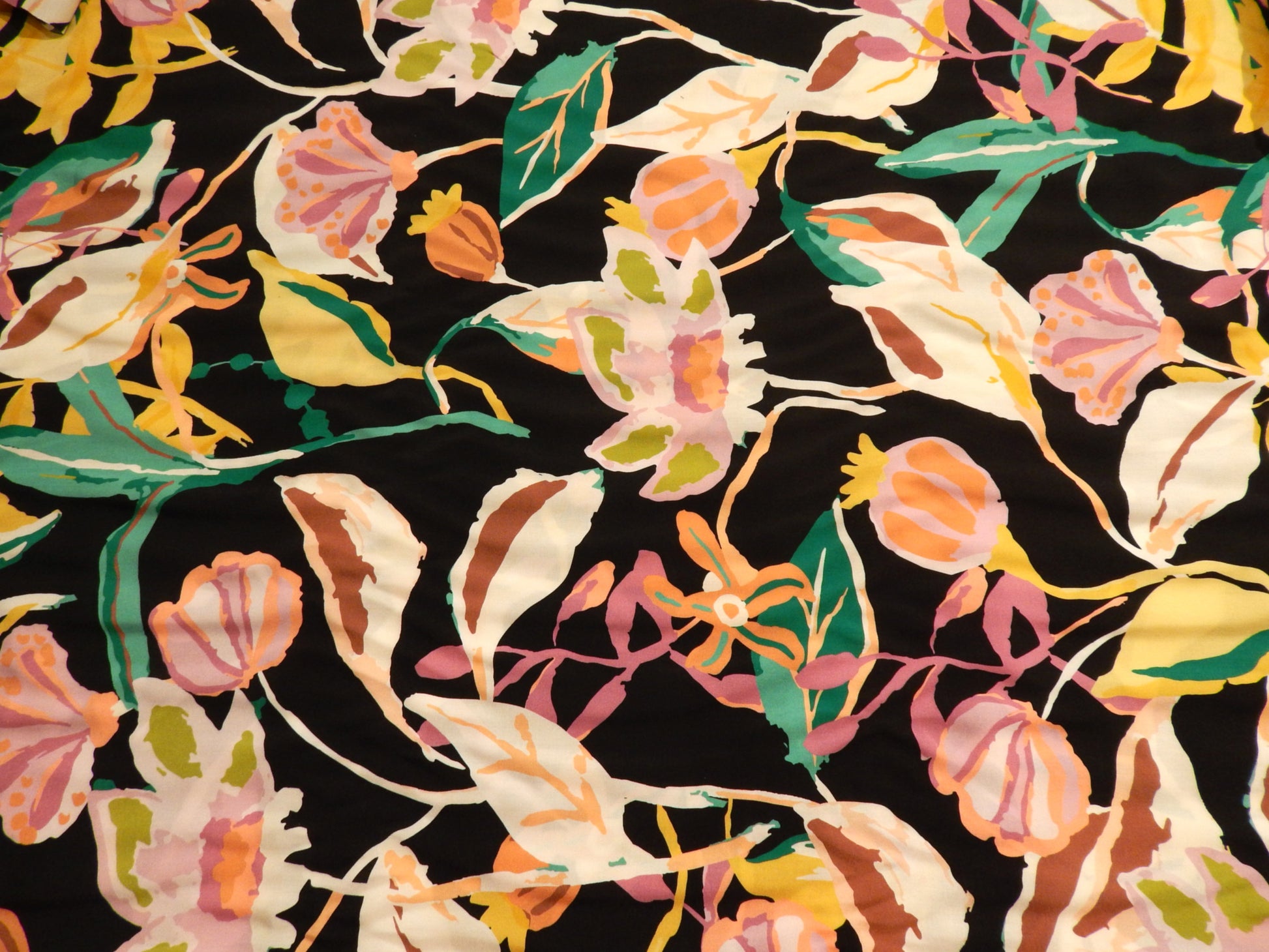 telio dali lemons and floral rayon challis fabric