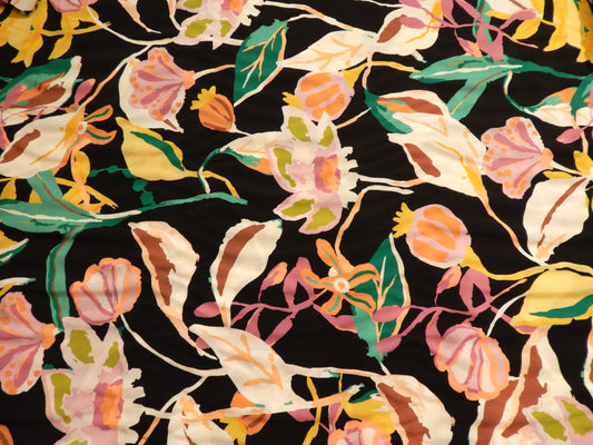 telio dali lemons and floral rayon challis fabric