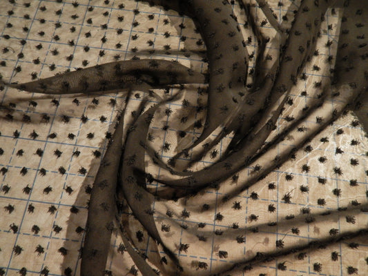 black polyester swiss dot chiffon deadstock fabric