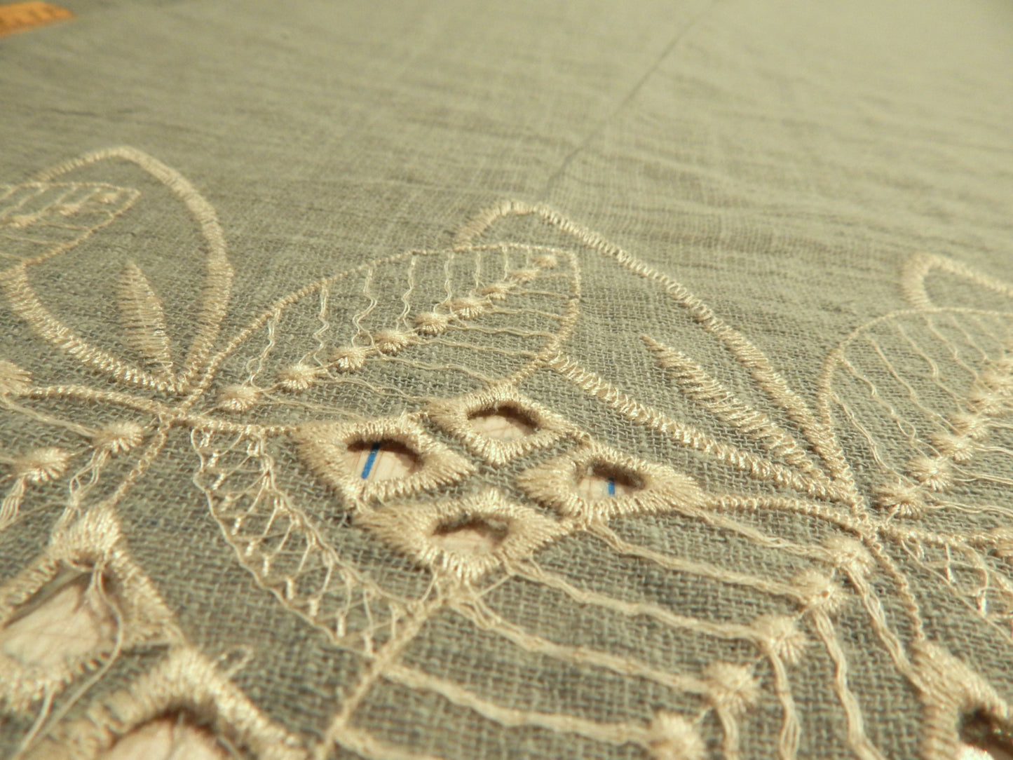 Sage Embroidered Borders Cotton Gauze