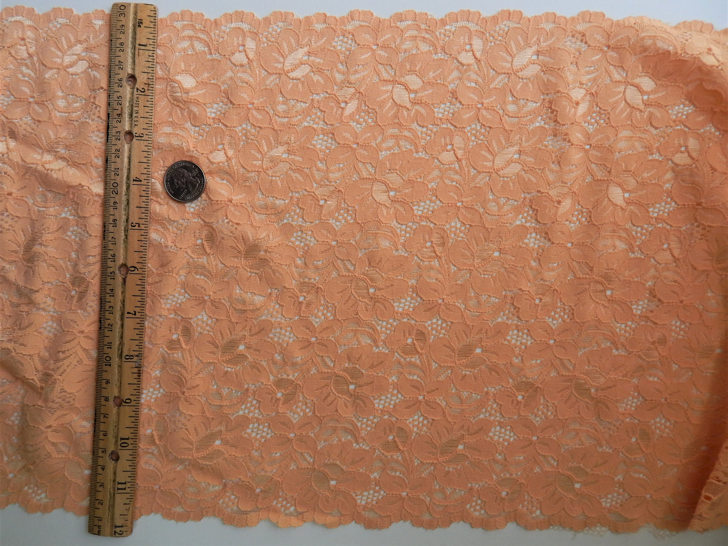 salmon stretch lace fabric