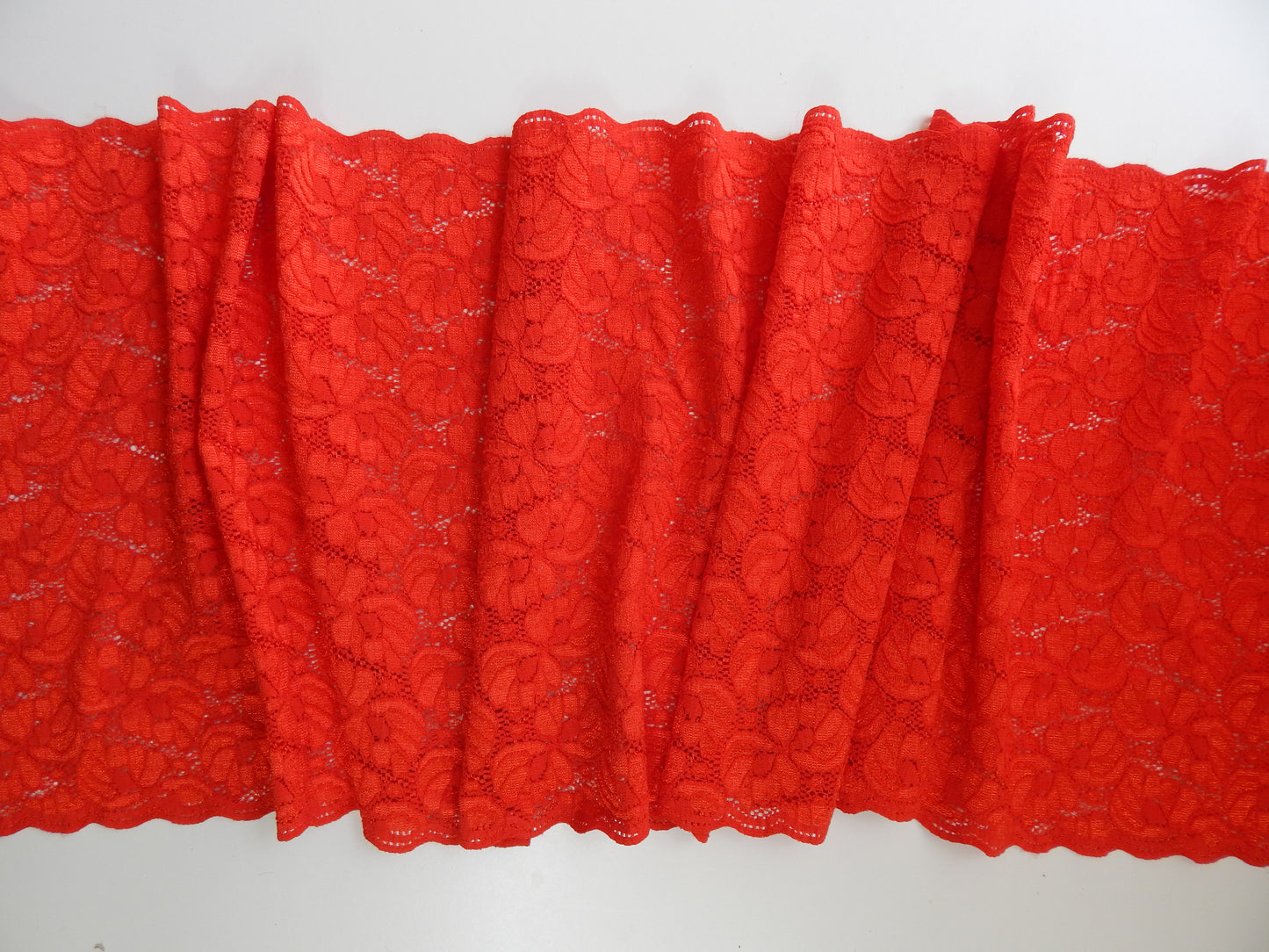 Red stretch lace fabric