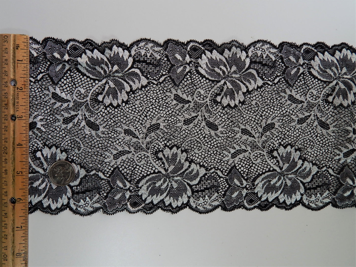 black and white floral lace trim
