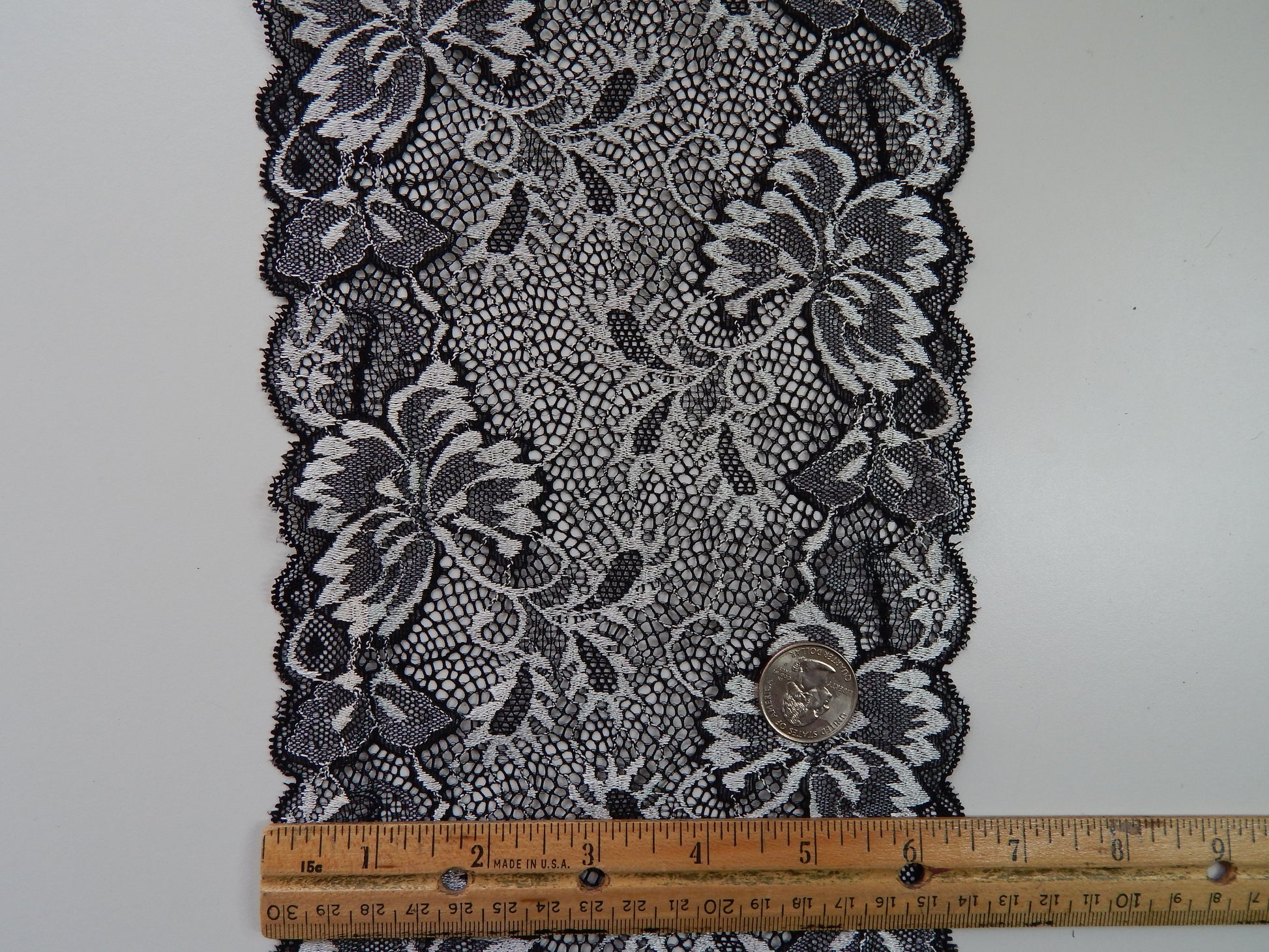 black and silver stretch lace fabric