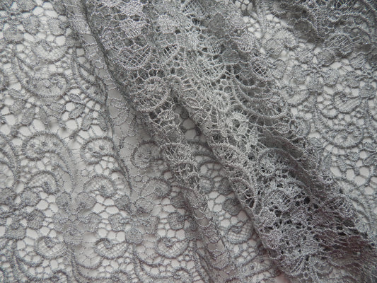 Silver Guipure Lace Fabric