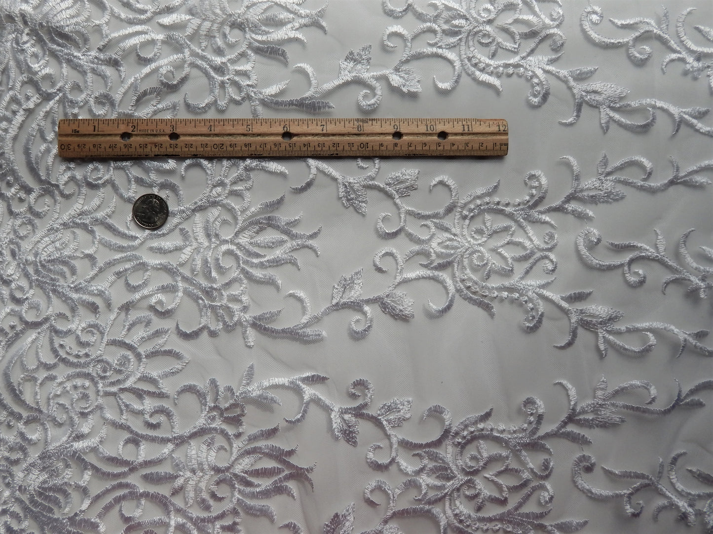 white mesh scalloped lace