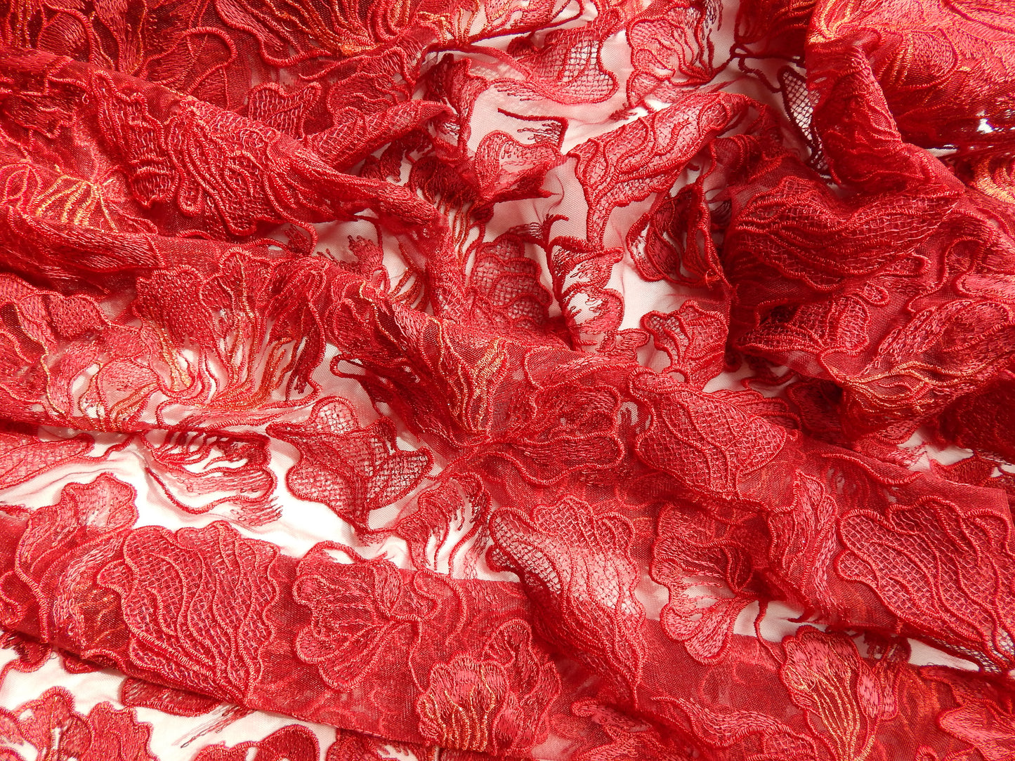 Red Lace Fabric by the yard