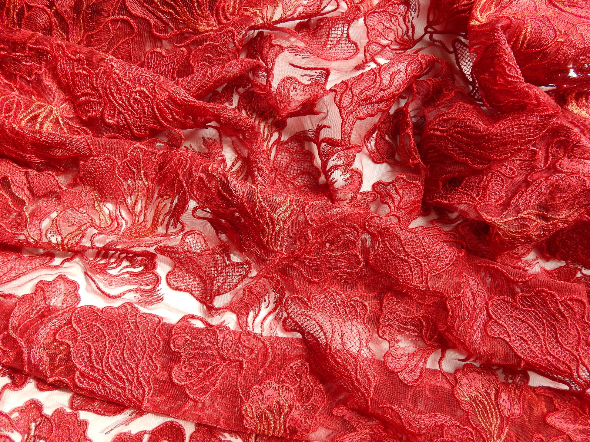 Red Lace Fabric by the yard