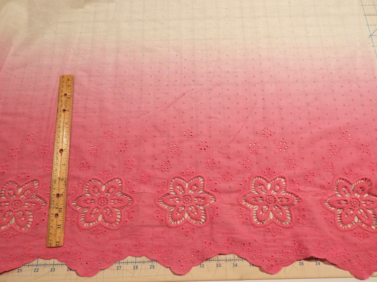 Pink and White Ombre Swiss Dot Cotton Eyelet