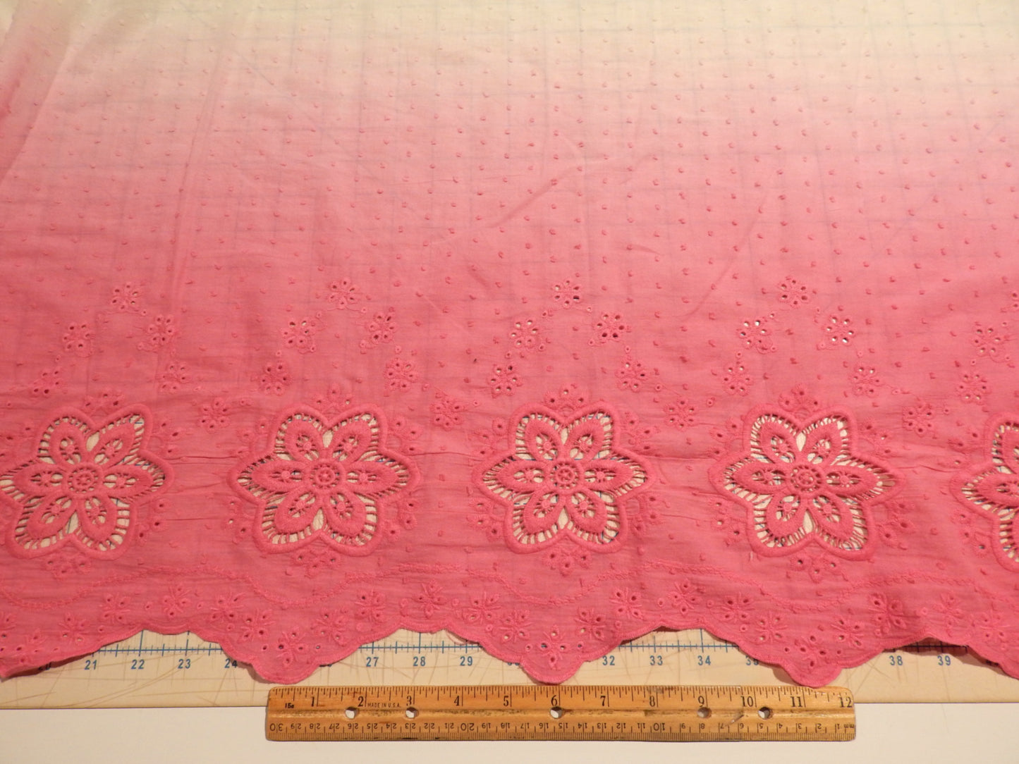 Pink and White Ombre Swiss Dot Cotton Eyelet