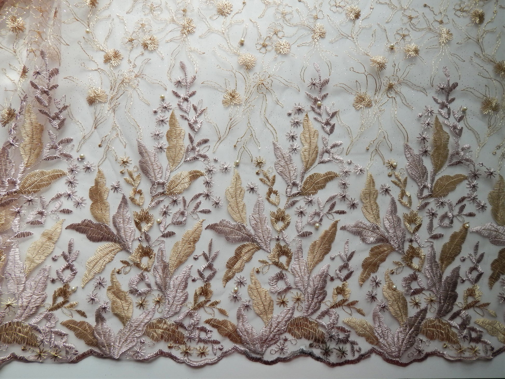 Rose Gold Floral Lace fabric