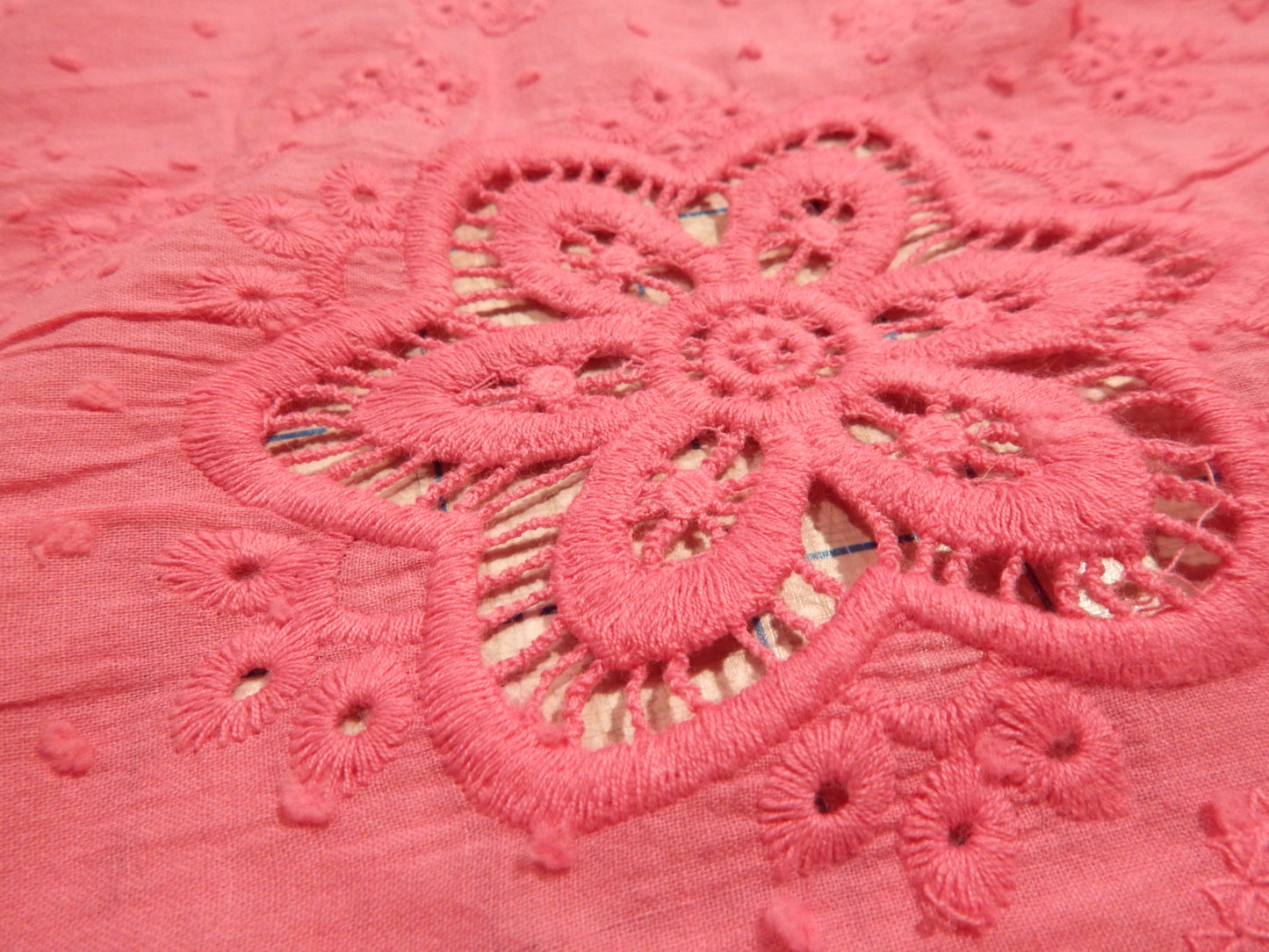 Pink and White Ombre Swiss Dot Cotton Eyelet