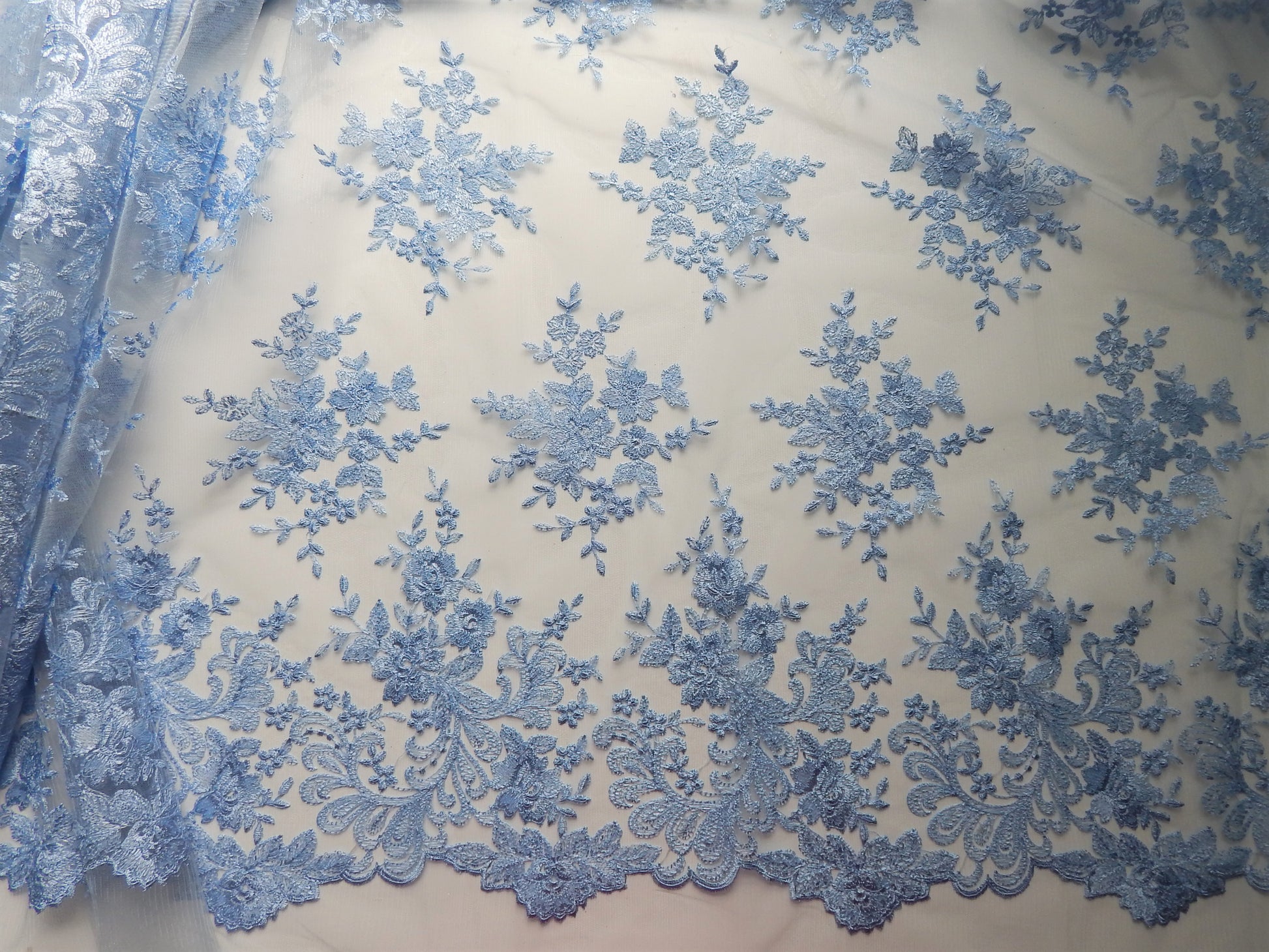 Scalloped Blue Lace Fabric – Legacy Fabrics