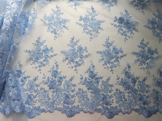 Blue lace fabric