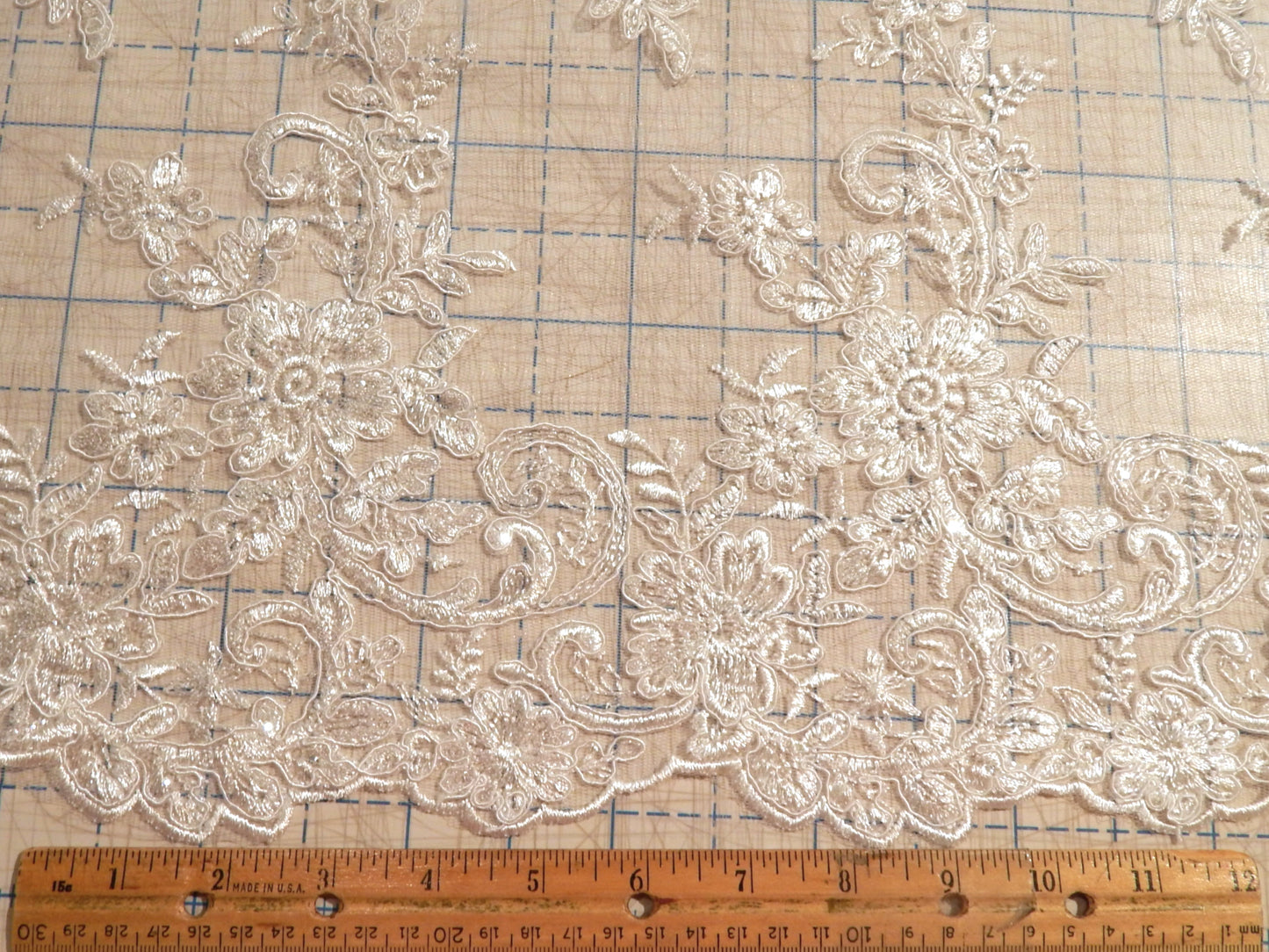 Flowers and Scrolls White Bridal Lace