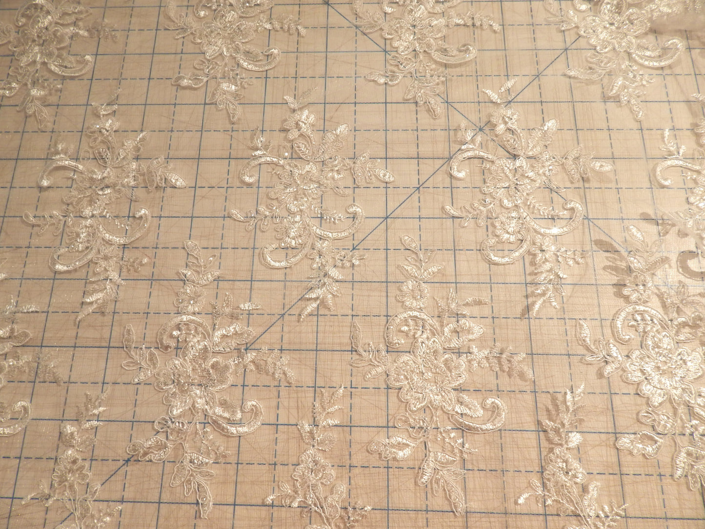 Flowers and Scrolls White Bridal Lace