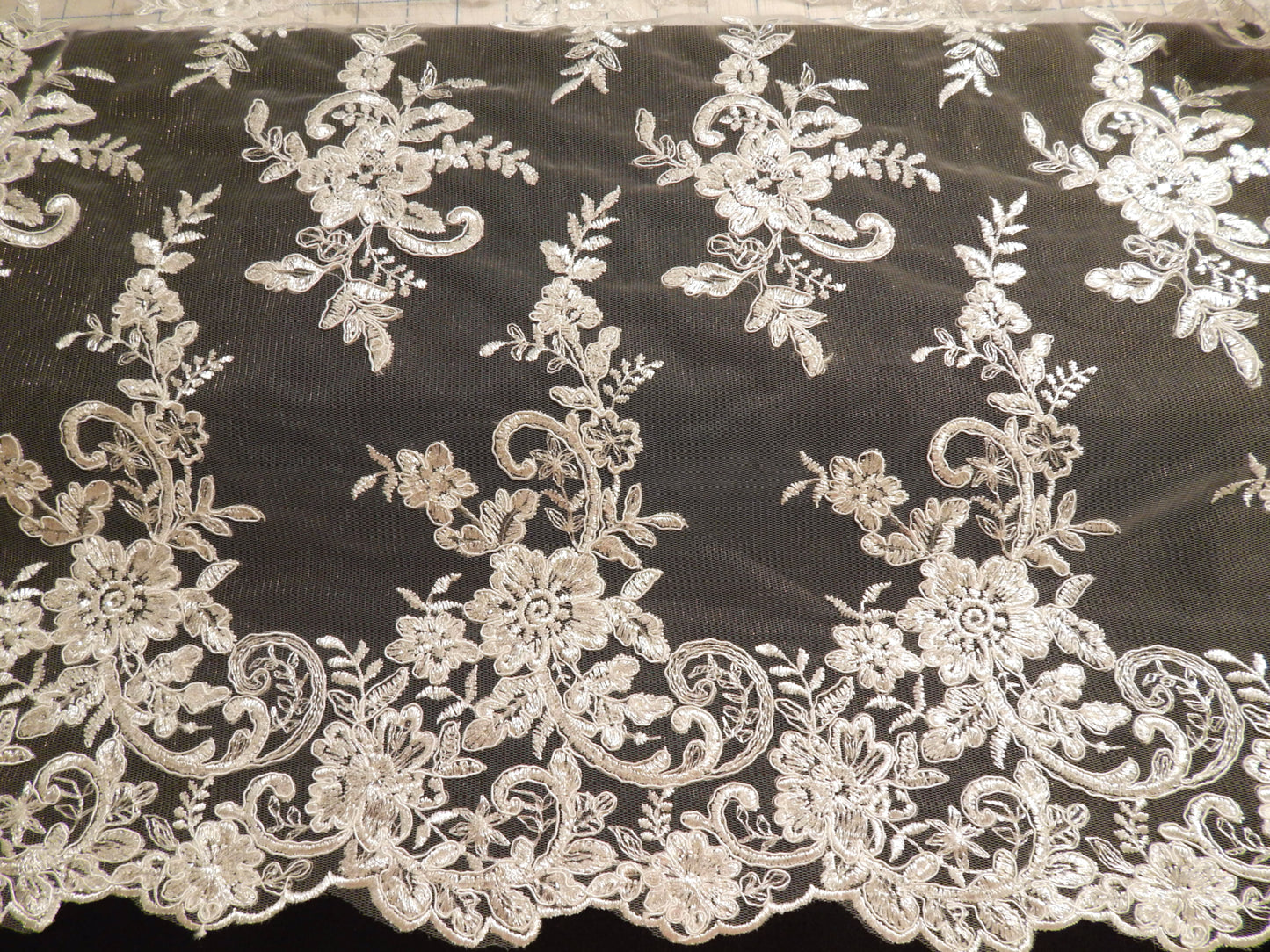Flowers and Scrolls White Bridal Lace