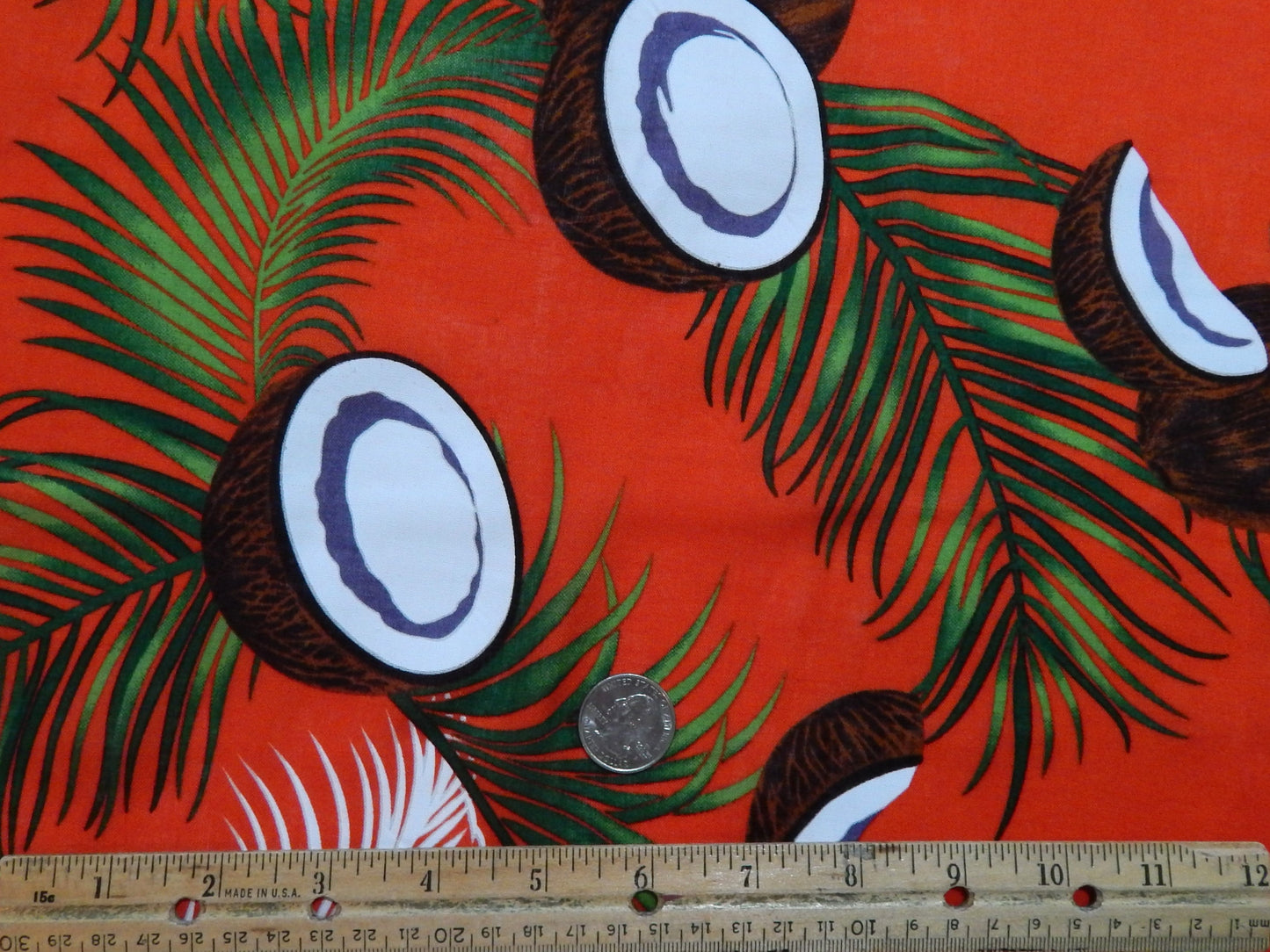 coconuts and palm leaves fabric