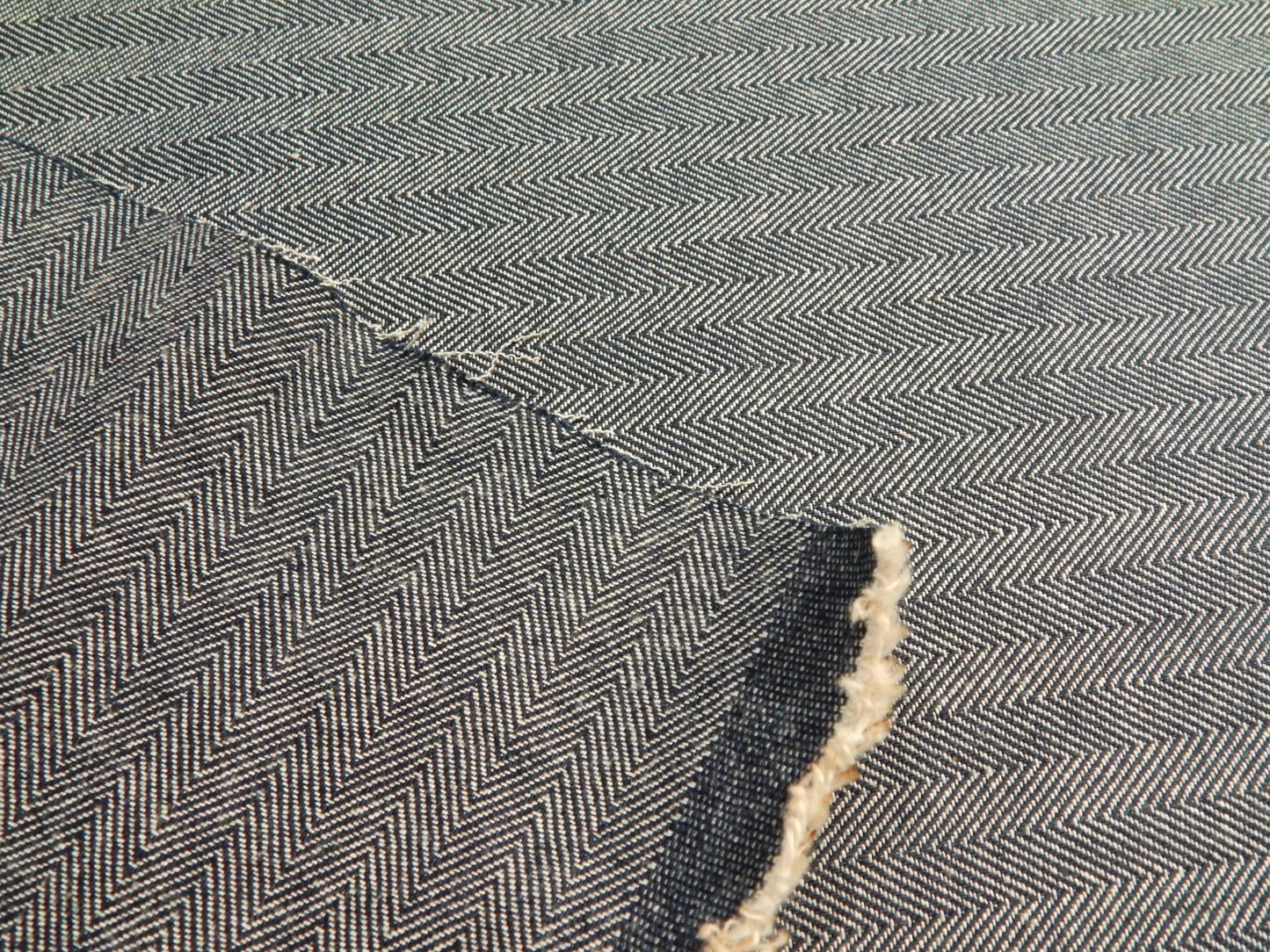 Blue and White Retro Railroad Herringbone Denim