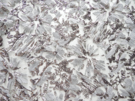 Silver Sequins lace fabric