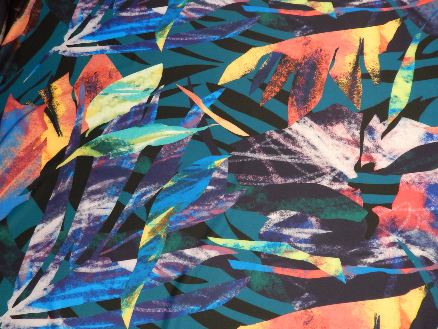 Navy and Aqua Abstract Tropical Swim Knit - Telio