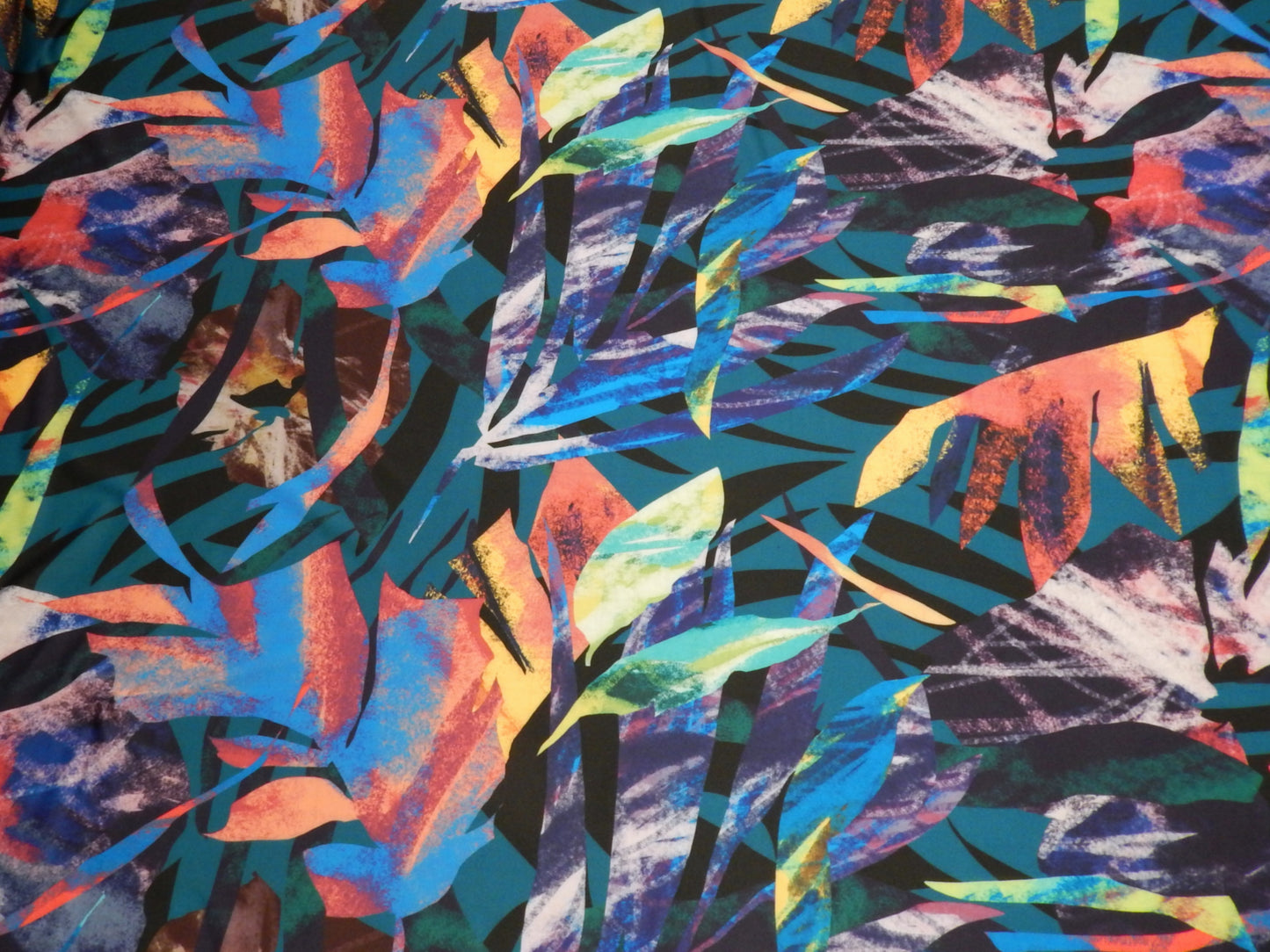 Navy and Aqua Abstract Tropical Swim Knit - Telio