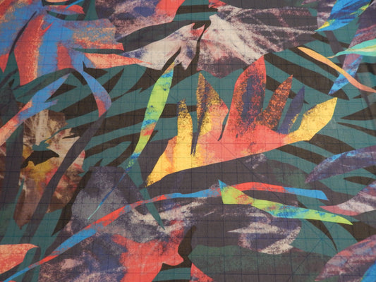 Navy and Aqua Abstract Tropical Chiffon - Telio