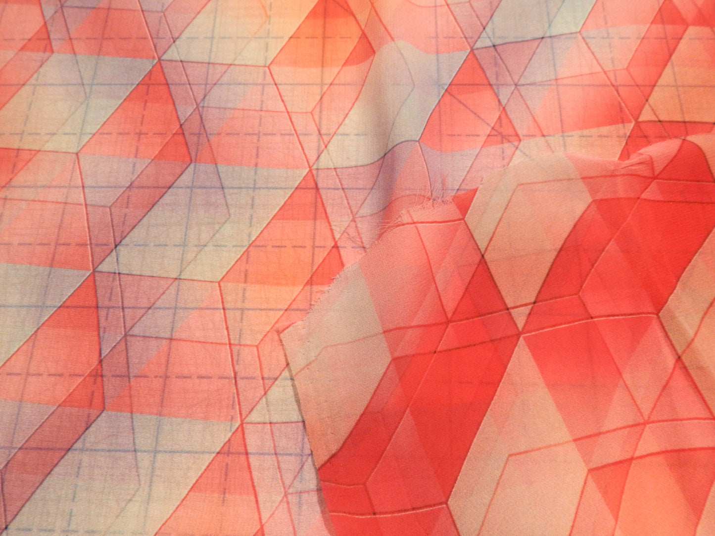 Hot Pink Geometric Chiffon - Telio