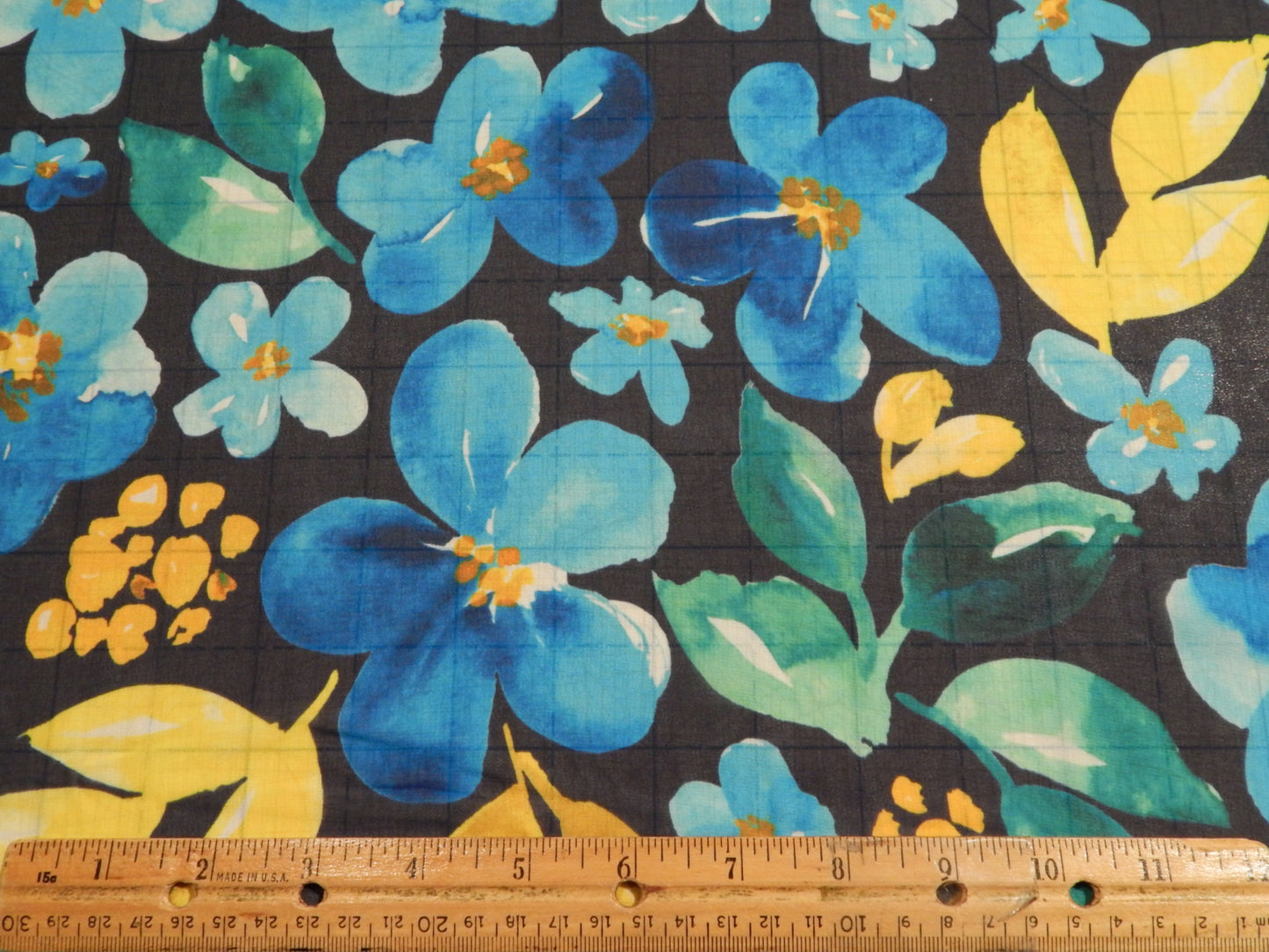 Blue, Green, & Yellow Floral Chiffon - Telio