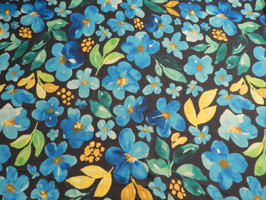 Blue, Green, & Yellow Floral Chiffon - Telio