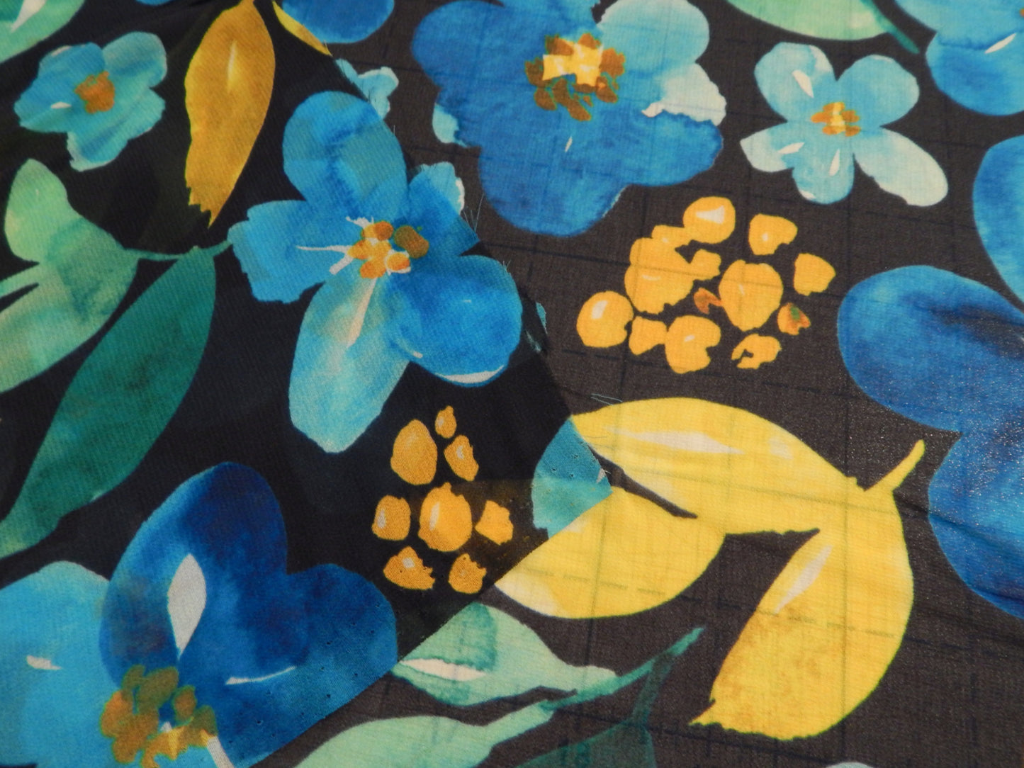 Blue, Green, & Yellow Floral Chiffon - Telio