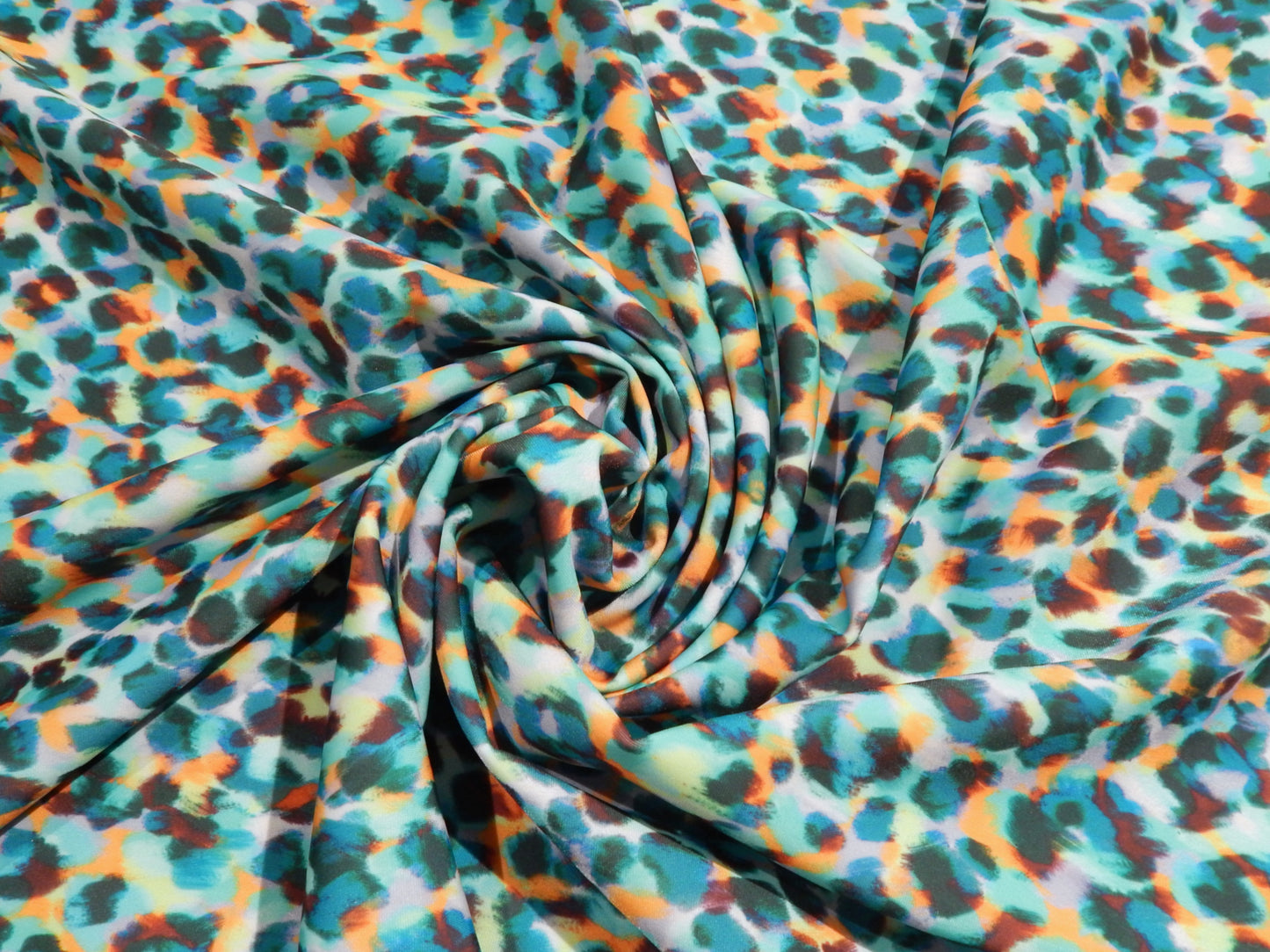 Blue and Orange Cheetah Print Swim Knit - Telio