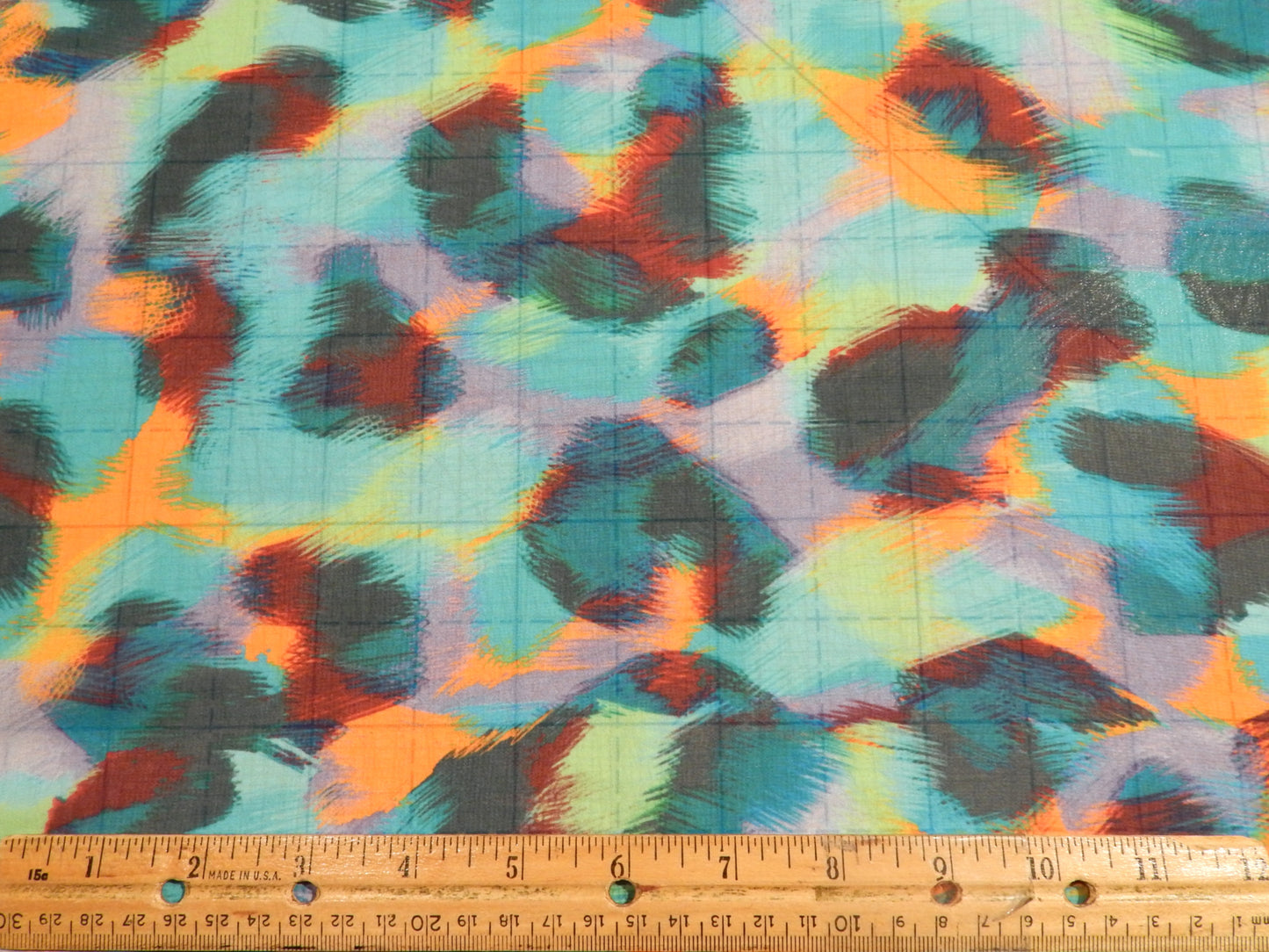 Blue and Orange Cheetah Print Chiffon - Telio