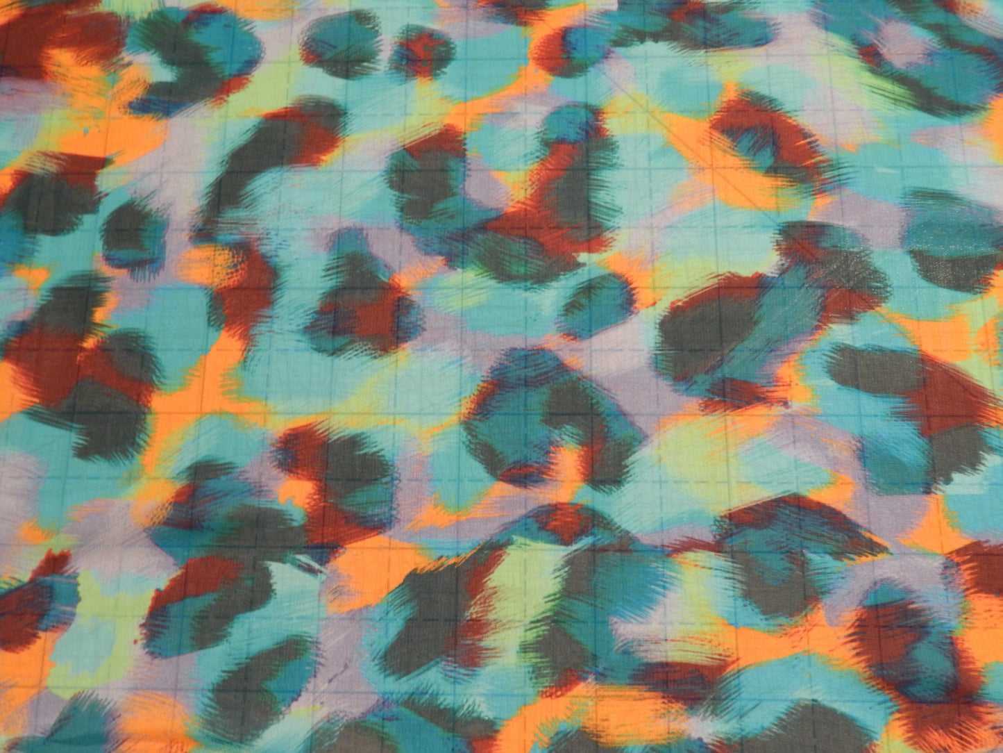 Blue and Orange Cheetah Print Chiffon - Telio