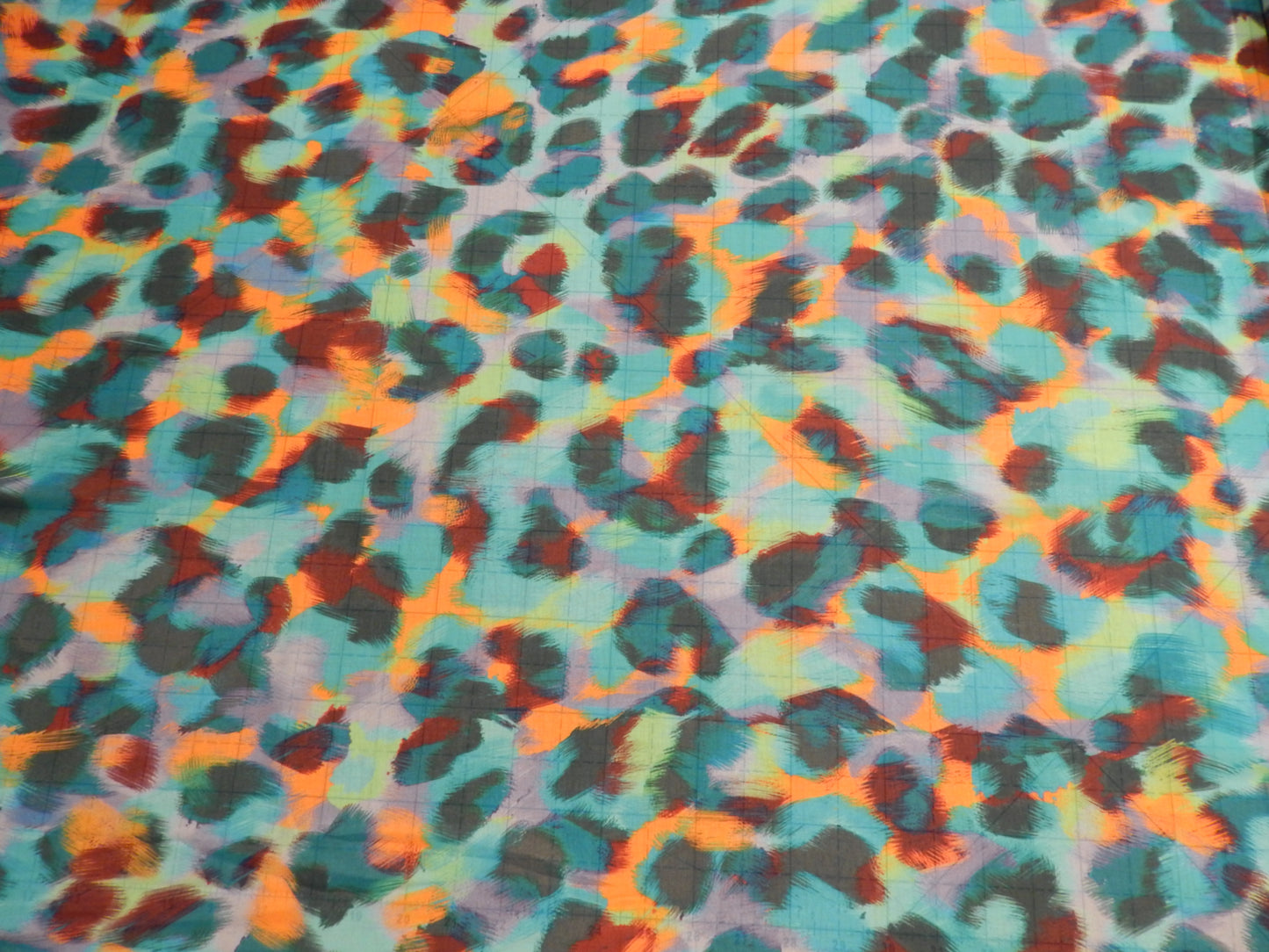 Blue and Orange Cheetah Print Chiffon - Telio