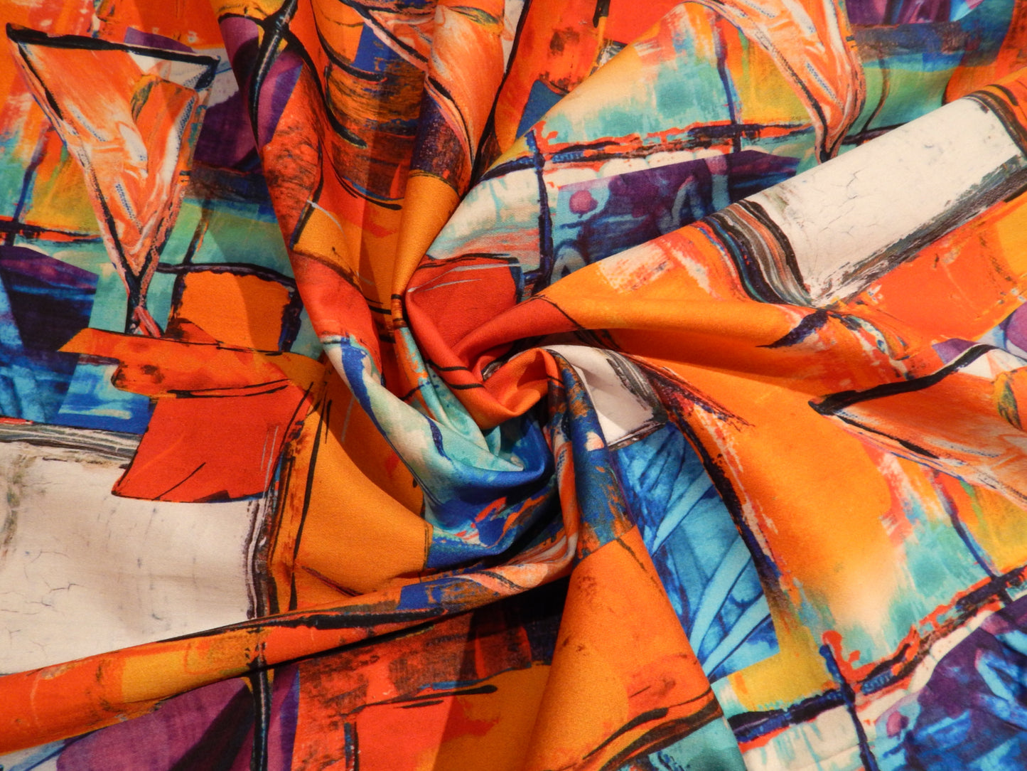 Bright Abstract Geo Cotton Sateen - Telio