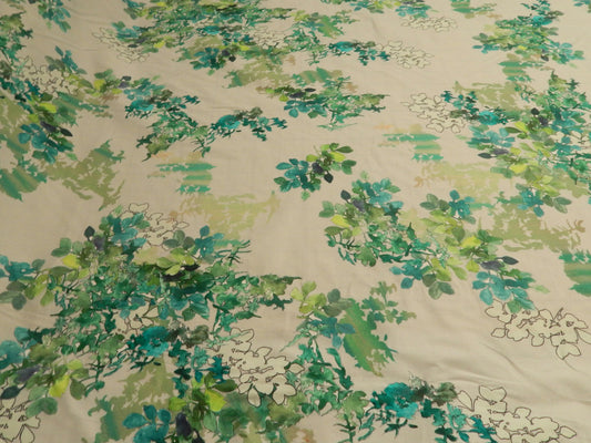 green leafy foliage print cotton spandex poplin telio fabric