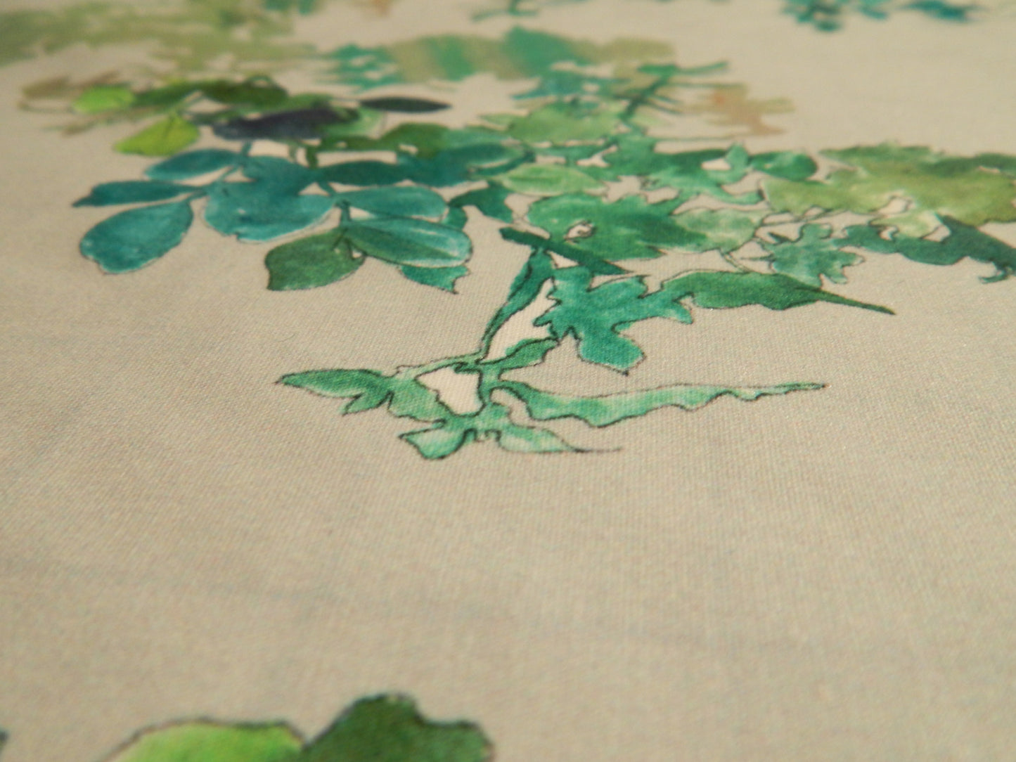 Green and White Floral Print Poplin - Telio