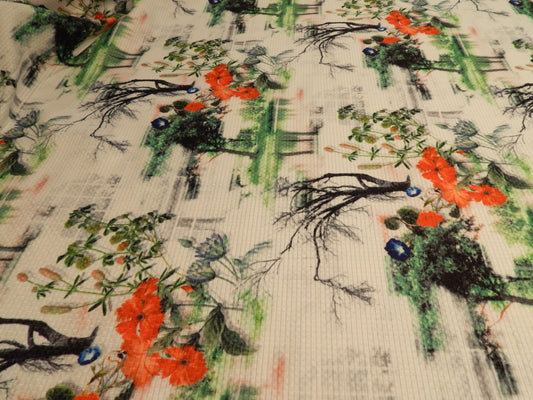 telio mirage jacquard japanese inspired floral collage gridded polyester formal wear fabric