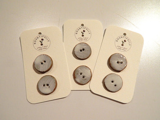 Hand Made White Ceramic Buttons - by Bountifully - Multiple Sizes