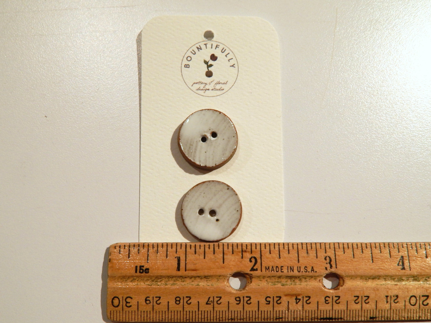 Hand Made White Ceramic Buttons - by Bountifully - Multiple Sizes
